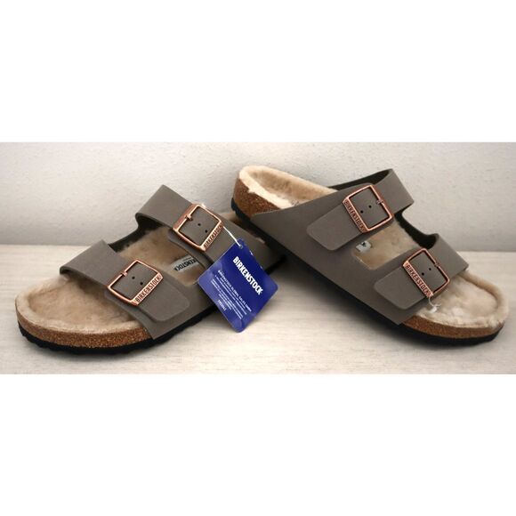 Birkenstock WMN Sz EUR 42 US 11 Green Arizona Shearling-Lined Slide Sandals - Picture 1 of 13